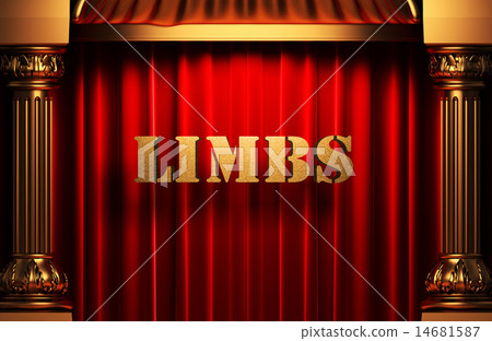 limbs golden word on red curtain 14681587