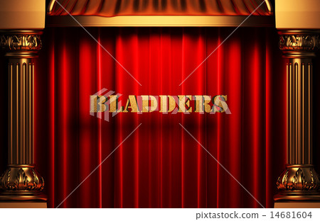 bladders golden word on red curtain 14681604