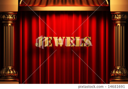 jewels golden word on red curtain jewels golden word on red curtain 14681691