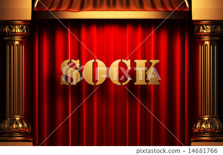 sock golden word on red curtain 14681766