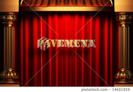 pavement golden word on red curtain 14681859
