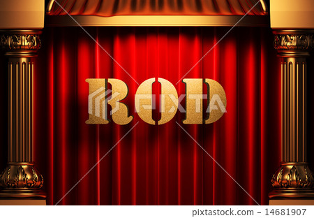 rod golden word on red curtain 14681907