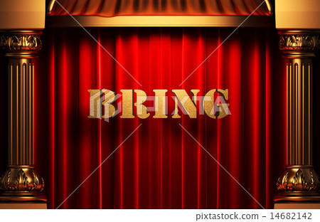 bring golden word on red curtain 14682142