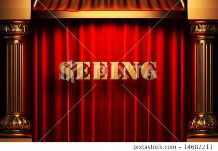 seeing golden word on red curtain seeing golden word on red curtain 14682211