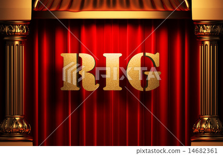 rig golden word on red curtain rig golden word on red curtain 14682361