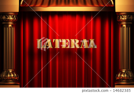 lateral golden word on red curtain 14682385