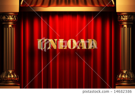 unload golden word on red curtain 14682386