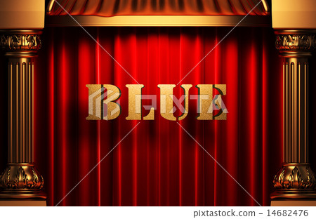 blue golden word on red curtain blue golden word on red curtain 14682476