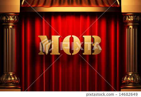 mob golden word on red curtain 14682649
