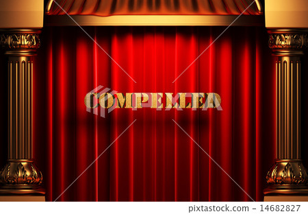 compelled golden word on red curtain 14682827