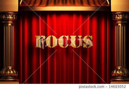focus golden word on red curtain focus golden word on red curtain 14683052