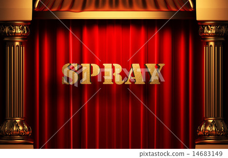spray golden word on red curtain spray golden word on red curtain 14683149