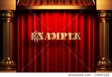 example golden word on red curtain 14683168