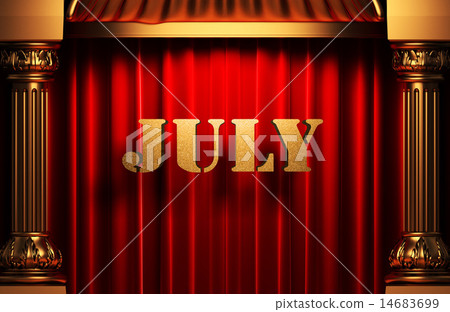 July golden word on red curtain July golden word on red curtain 14683699