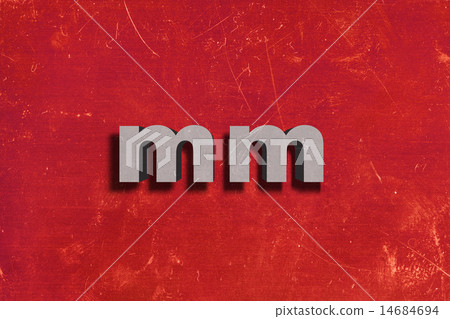 mm word on red wall 14684694