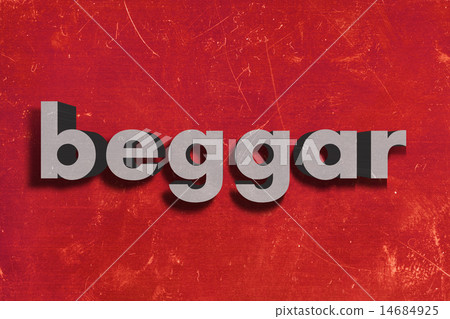 beggar word on red wall 14684925