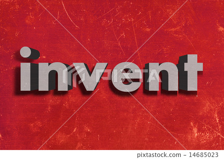 invent word on red wall 14685023