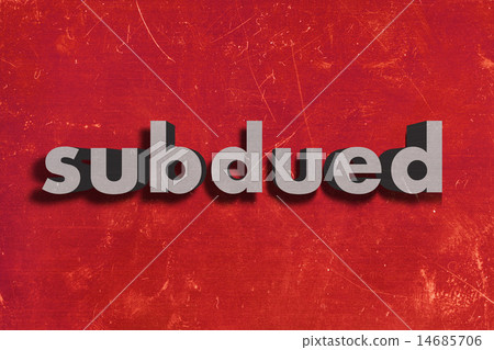 subdued word on red wall 14685706