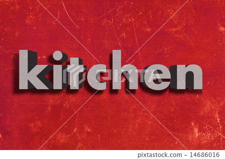kitchen word on red wall 14686016
