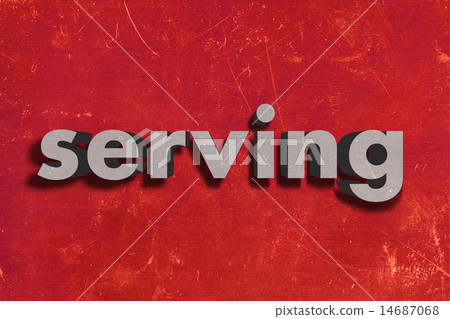 serving word on red wall 14687068