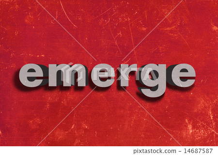 emerge word on red wall 14687587