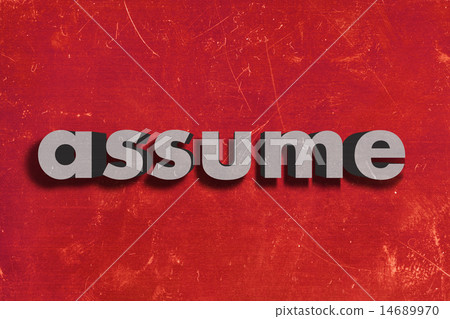 assume word on red wall 14689970