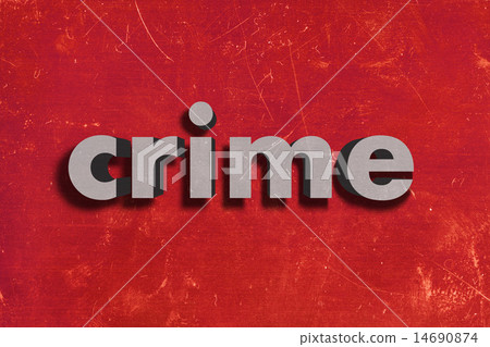 crime word on red wall 14690874