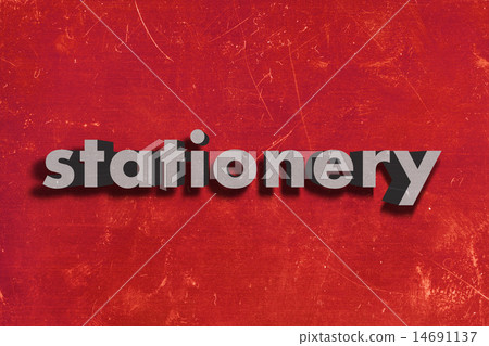 stationery word on red wall 14691137