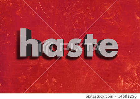 haste word on red wall 14691256