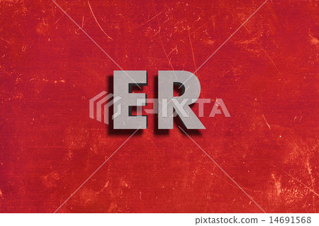ER word on red wall 14691568
