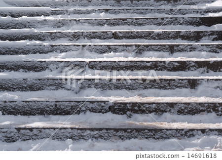 Snow covered stair case composition 14691618