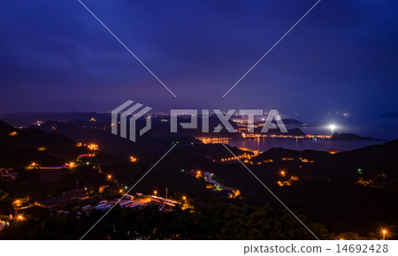 Night scene town scenery in Jiufen,Taiwan. 14692428