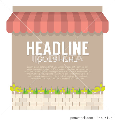 Awning Above The Wall With Plants In Bricks Pot 14693192