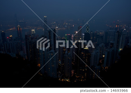 Victoria Harbour by night from the Peak 14693966