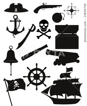 set of pirate icons black silhouette vector set of pirate icons black silhouette vector 14694740