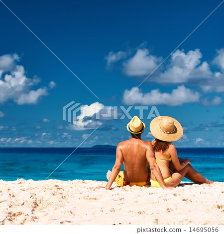 Couple on a beach at Seychelles Couple on a beach at Seychelles 14695056