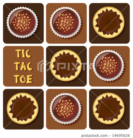 Tic-Tac-Toe of pudding and chocolate ball 14695626
