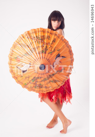 Attractive girl with umbrella 14696943