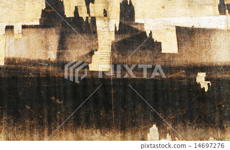 old piece of charred plywood 14697276