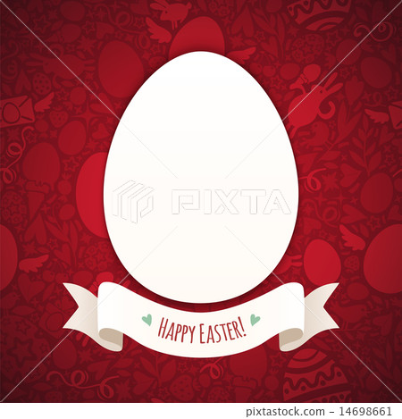 Red Happy Easter Poster With Egg 14698661