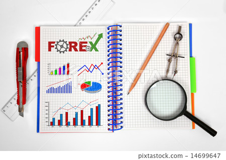 notepad with forex chart 14699647
