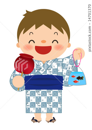 Boy in a yukata _ Goldfish scoop · apples candy 14701370