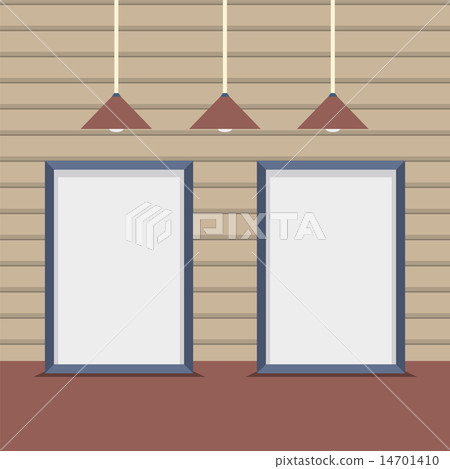 Set Blank Boards With Ceiling Lamps On Wooden Wall 14701410