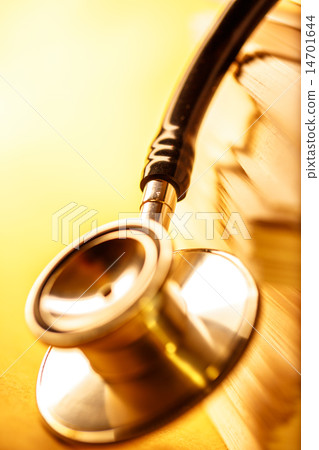 Stethoscope and heap of paper cards 14701644