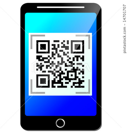 Vector qr code on phone Vector qr code on phone 14701707