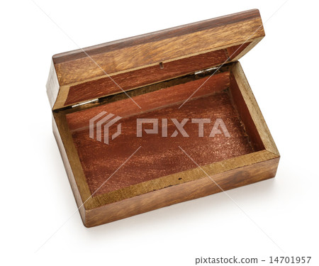 Open empty wooden square box 14701957