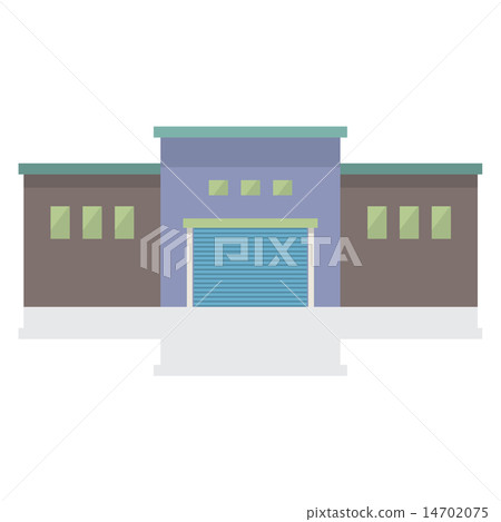 Single Factory Building On White Background Single Factory Building On White Background 14702075