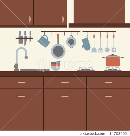 Modern Flat Design Kitchen Interior Modern Flat Design Kitchen Interior 14702403