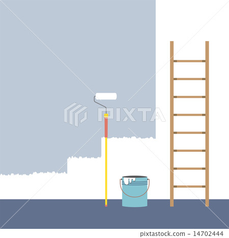 Home Improvement Tools Paintbucket Paint Roller Stock Illustration