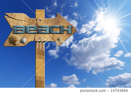 Beach - Wooden Directional Sign 14703668
